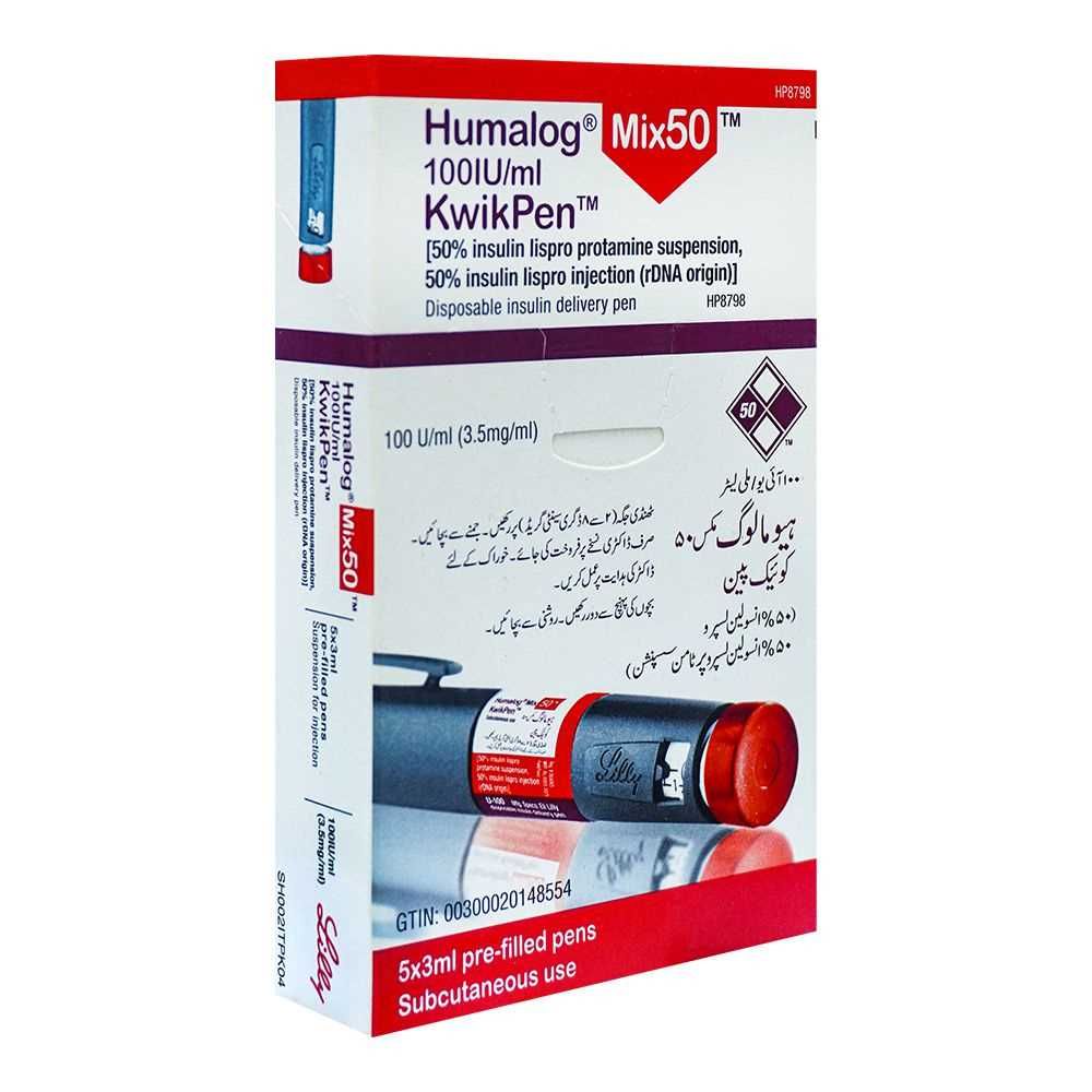 Eli Lilly Humalog Mix 50 KwikPen, 100IU/ml, 3.5mg/ml, 3ml