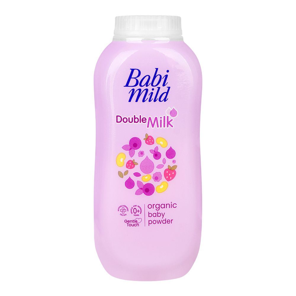 Babi Mild Double Milk Organic Baby Powder, Gentle For Newborn/0+ Years, Hypoallergenic Tested, 160g