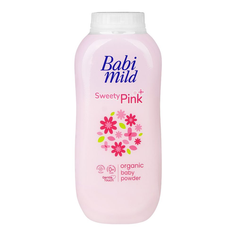 Babi Mild Sweety Pink Organic Baby Powder, Gentle For Newborn/0+ Years, Hypoallergenic Tested, 160g