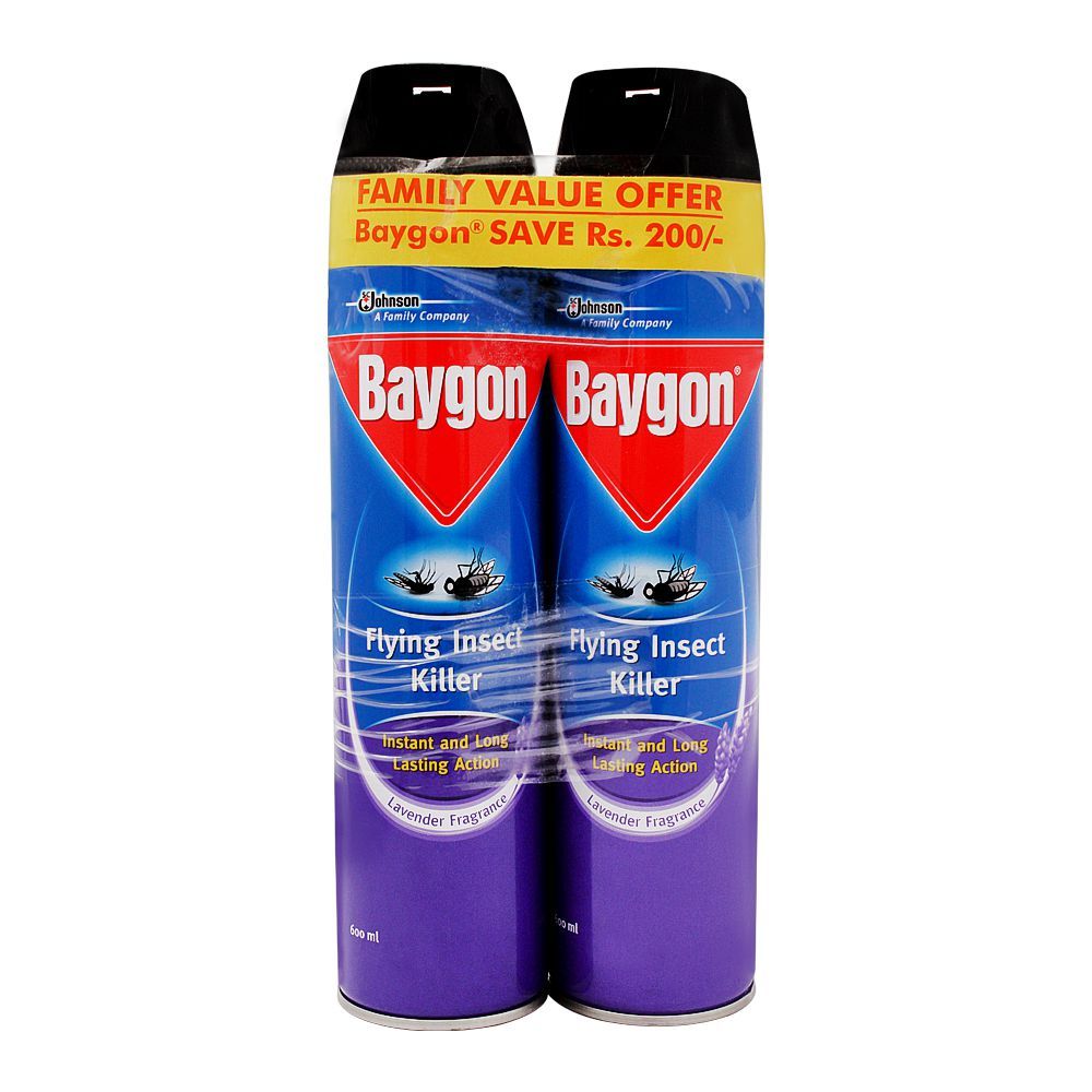 Baygon Flying Insect Killer Spray Saver Pack, 2x600ml