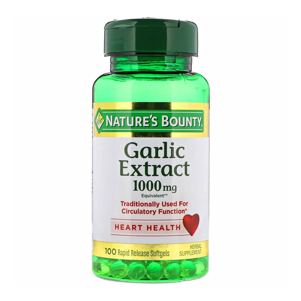 Nature's Bounty Garlic Extract 1000mg, 100 Softgels, Herbal Supplement