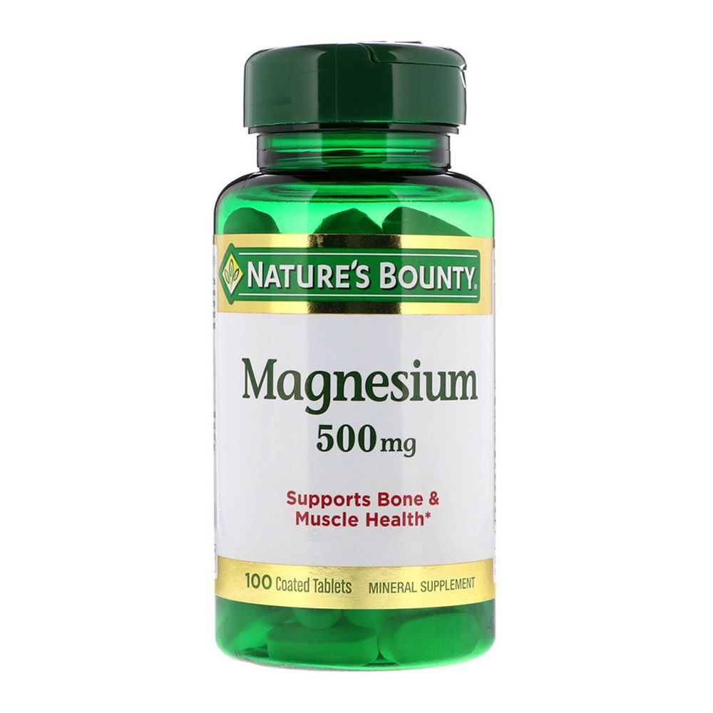 Nature's Bounty Magnesium, 500mg, 100 Coated Tablets, Mineral Supplement