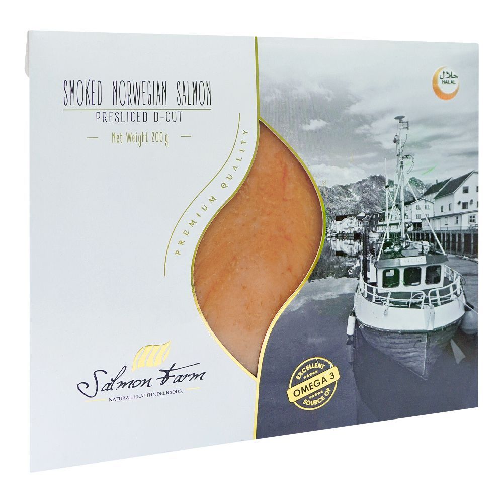 Smoked Norwegian Salmon, Pre-sliced D-Cut, Omega 3, 200g