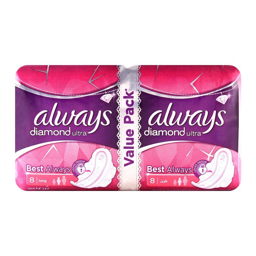 Always Diamond Ultra Long 8+8 Pads Value Pack