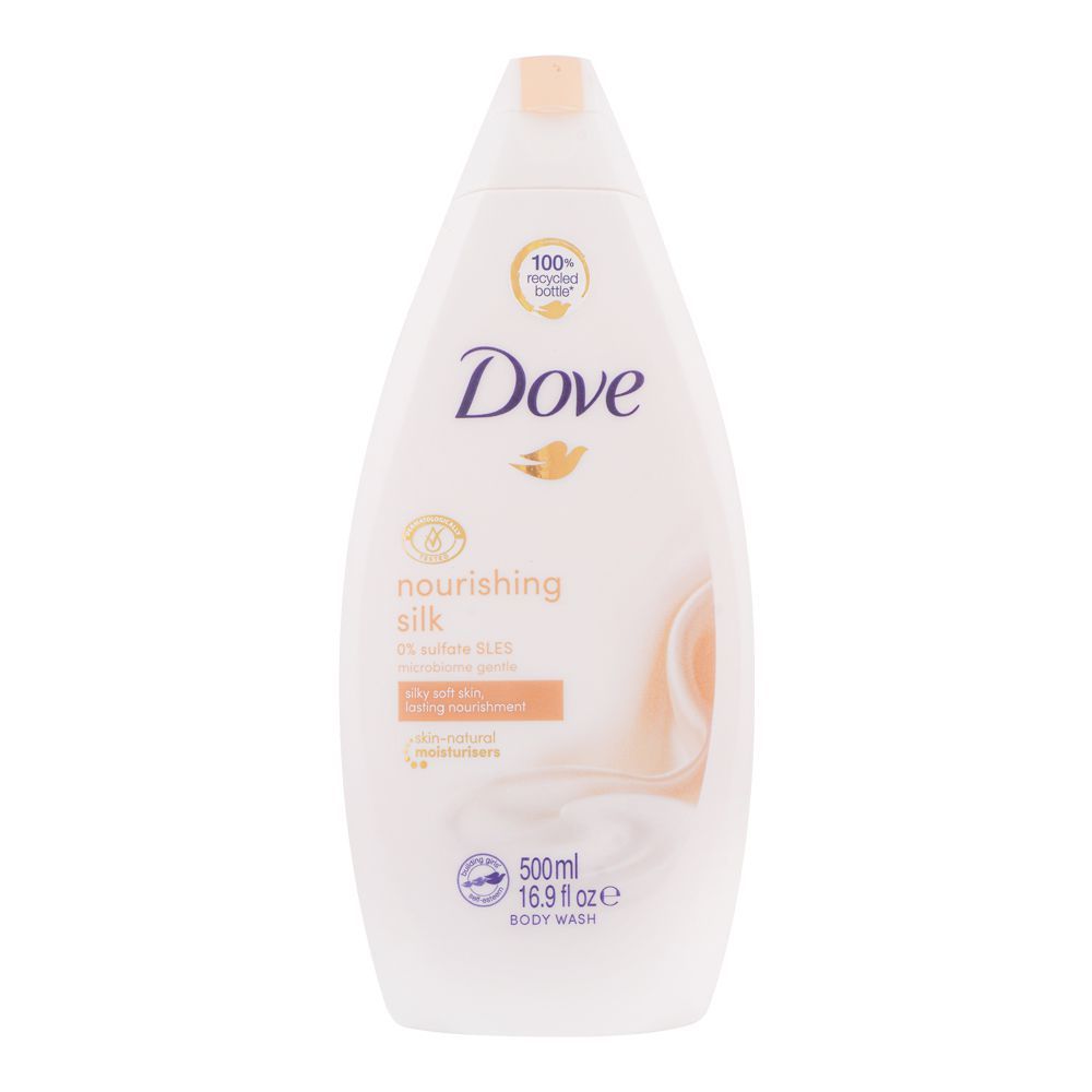 Dove Nourishing Silk Microbiome Gentle Body Wash, 0% Sulfate SLES, 500ml