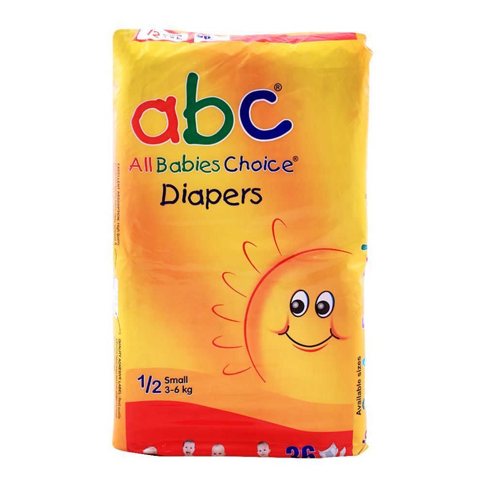 ABC Baby Diapers, No. 1/2, Small, 3-6 KG, 36-Pack