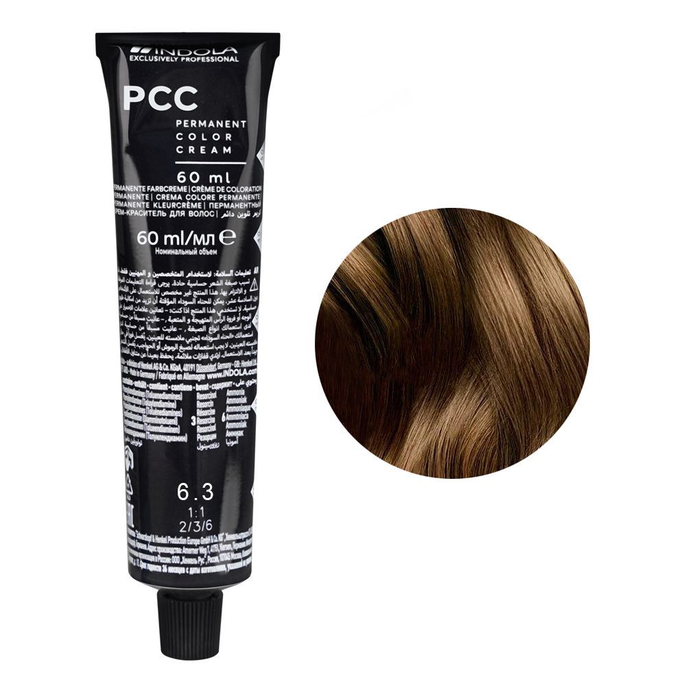 Indola PCC Fashion Permanent Hair Color Cream, 60ml, 6.3 Dark Blonde Gold