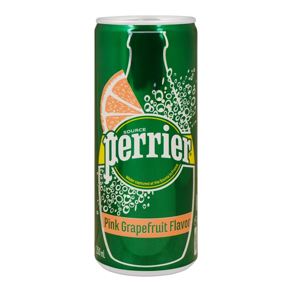 Perrier Carbonated Spring Water With Natural Pink Grape Fruit, Slim Can, 250ml