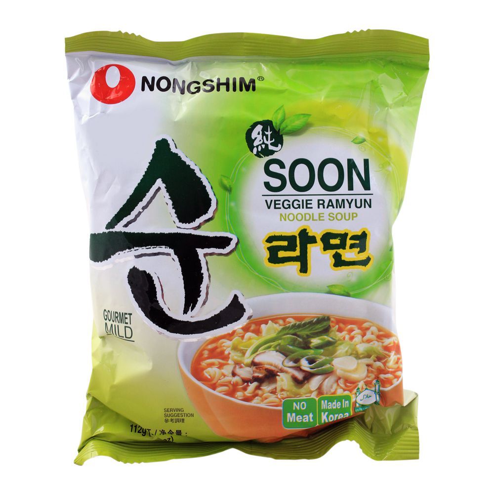 Nongshim Soon Veggie Ramyun Noodle Soup, Gourmet Mild, 112g