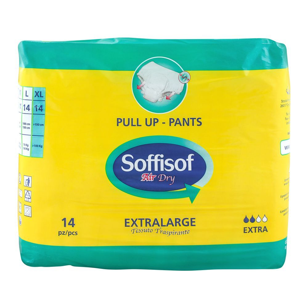 Soffisof Adult Pull Up Pants, Extra Large, 150+ cm/59+ Inches, 14-Pack