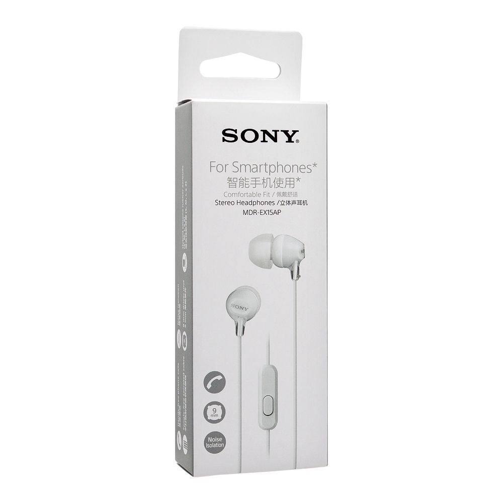 Purchase Sony Comfortable Fit Stereo Headphones, White, MDR-EX15AP