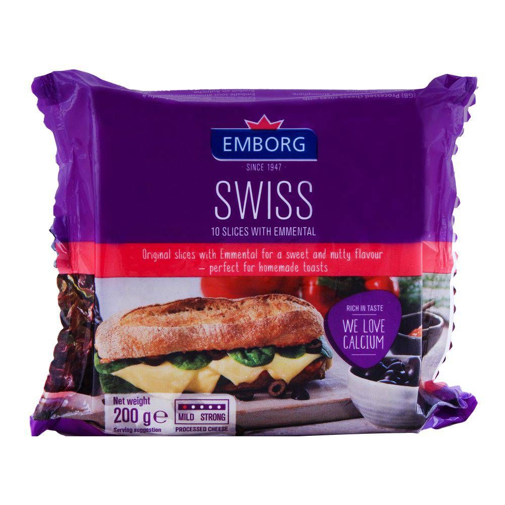 Emborg Swiss Slices Emmentaler Cheese 200g
