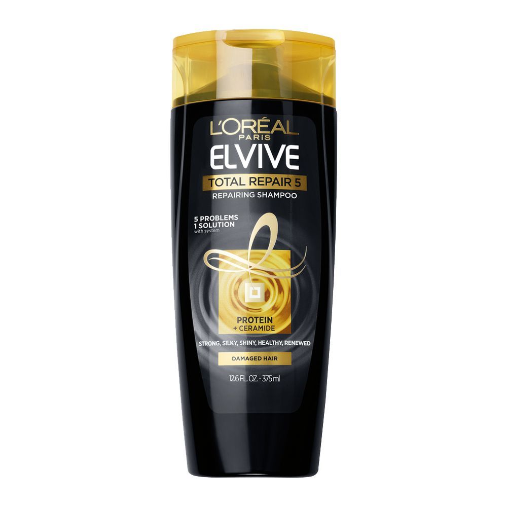 L'Oreal Paris Elvive Total Repair 5 Repairing Shampoo, For Damaged Hair, 375ml