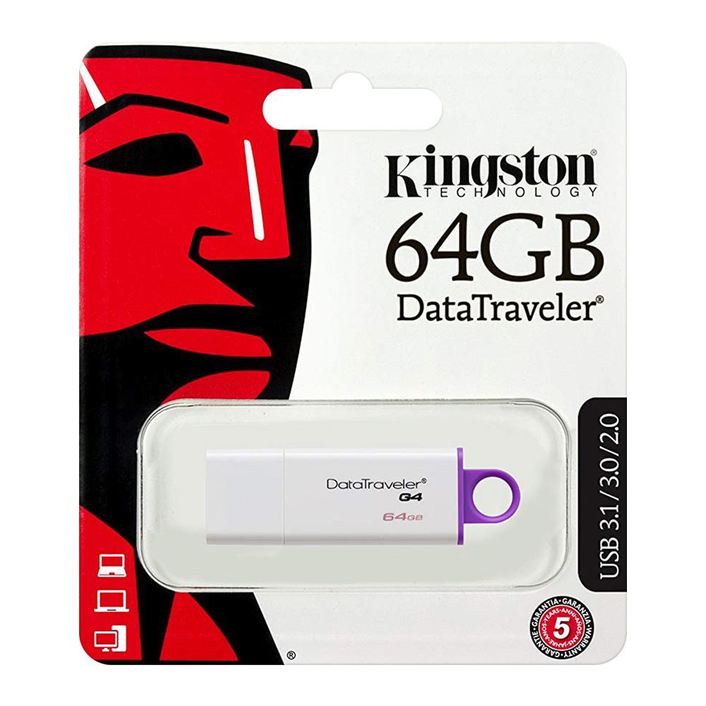 Kingston 64GB Data Traveler G4 USB Drive, USB 3.1/3.0/2.0