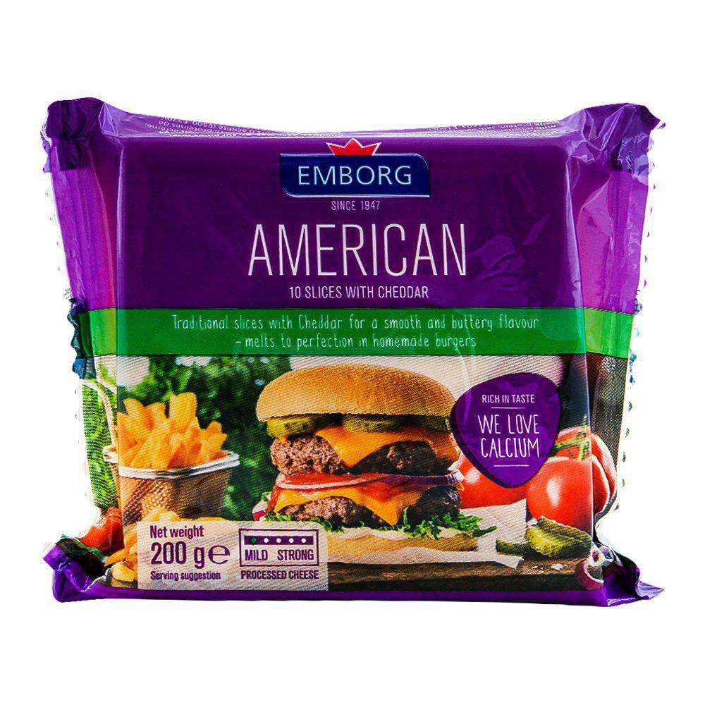 Emborg American Cheddar Slice 10-Pack 200g