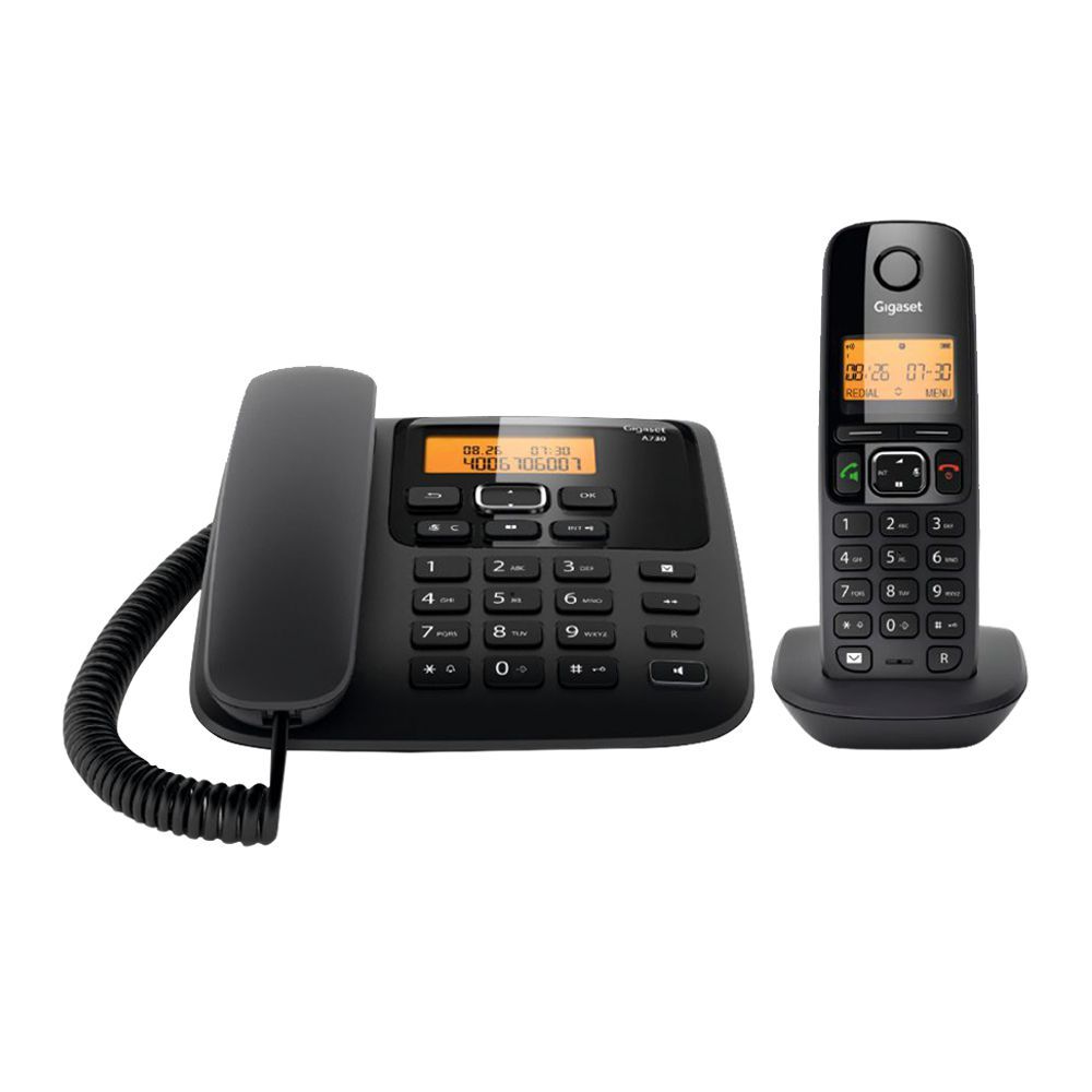 Gigaset Corded-Cordless Landline Phone Combo, Black, A730