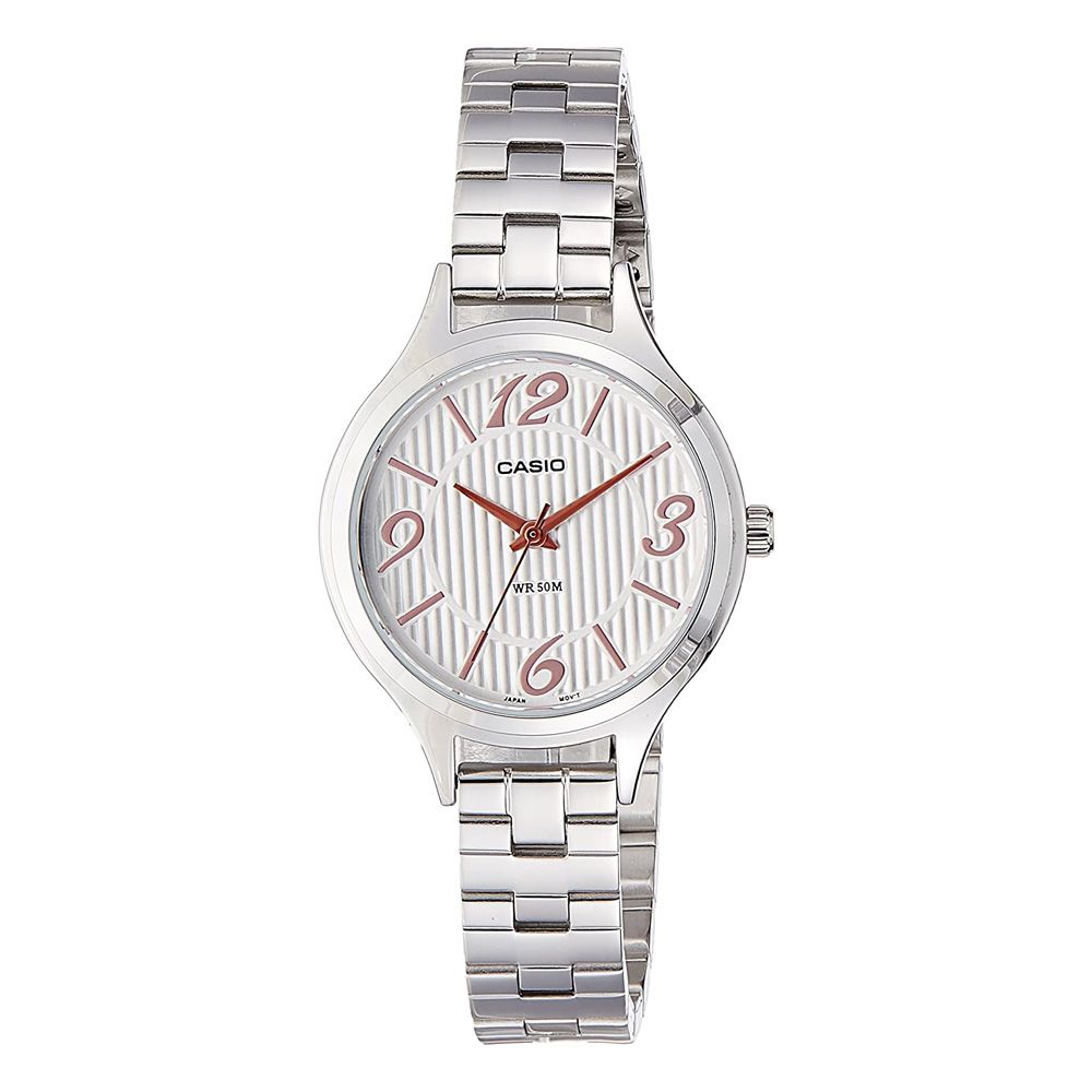 Casio Enticer Women's White Dial Stainless Steel Watch, LTP-1393D-7A2VDF