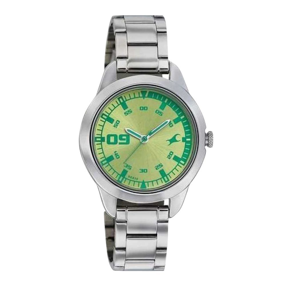 Order Titan Fastrack Analog Green Round Dial Metal Strap Watch For