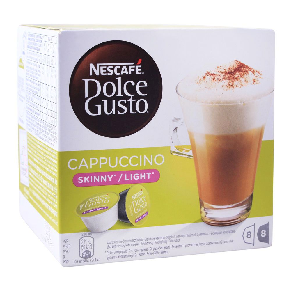 Nescafe Dolce Gusto Cappuccino Skinny/Light, 8+8 Single Serve Pods