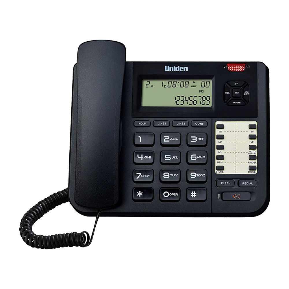 Uniden Caller ID 2 Line Business Speakerphone, Black, AT8502