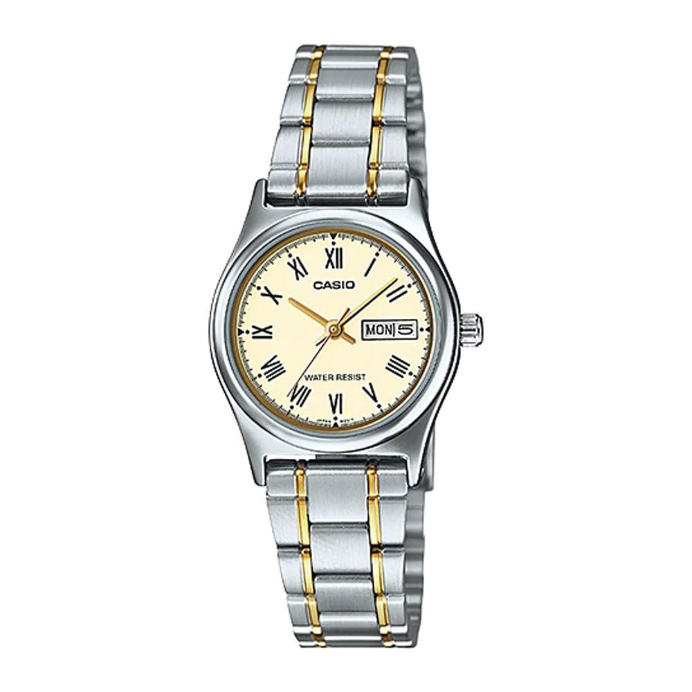 Casio Women's Analog Two-Tone Dress Watch, Stainless Steel Band, LTP-V006SG-9BUDF