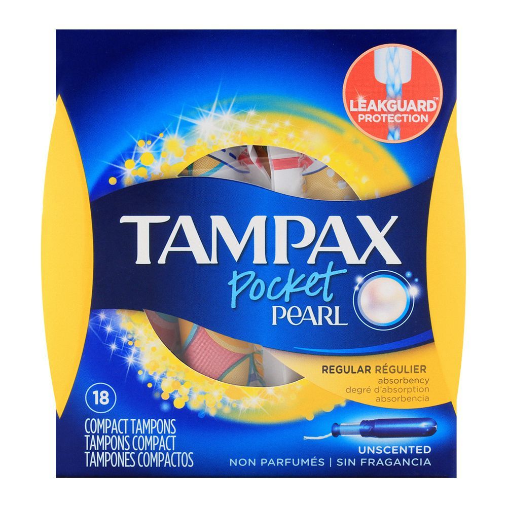 Tampax Pocket Pearl Regular Unscented Compact Tampons 18-Pack