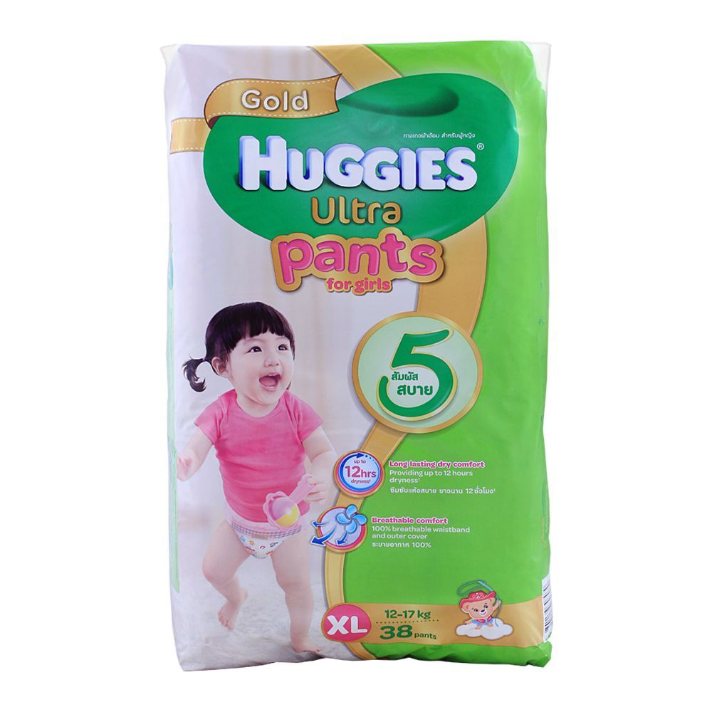 Huggies Ultra Pants For Girls, XL 12-17 KG, 38-Pack