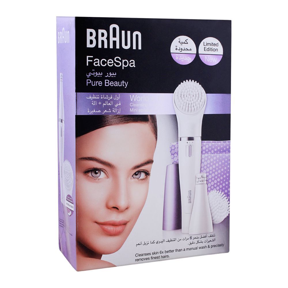 Braun FaceSpa Pure Beauty Mini Epilator + Face Cleansing Brush, 832N