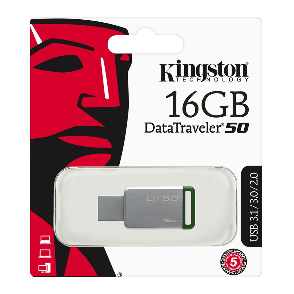 Kingston 16GB DataTraveler 50 USB Drive, USB 3.1/3.0/2.0, DT50