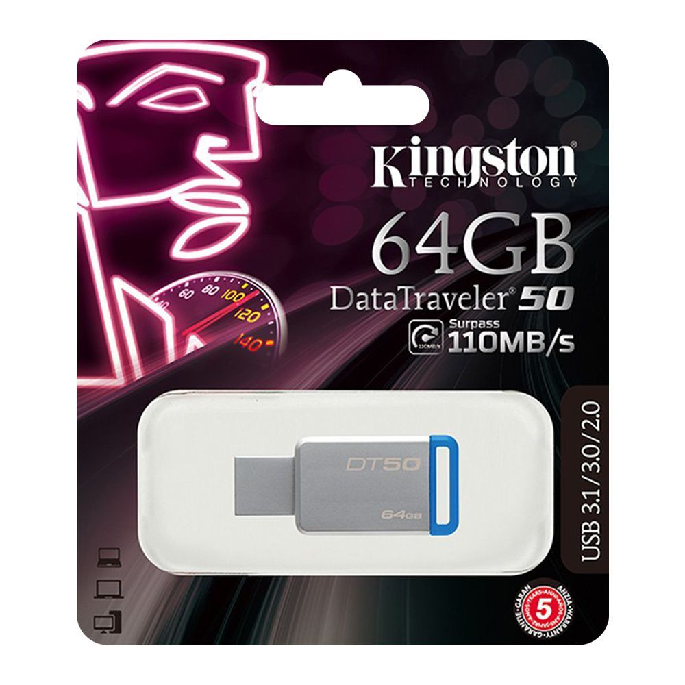 Kingston 64GB Data Traveler 50 USB Drive, 110MB/s, DT-50, USB 3.1/3.0/2.0