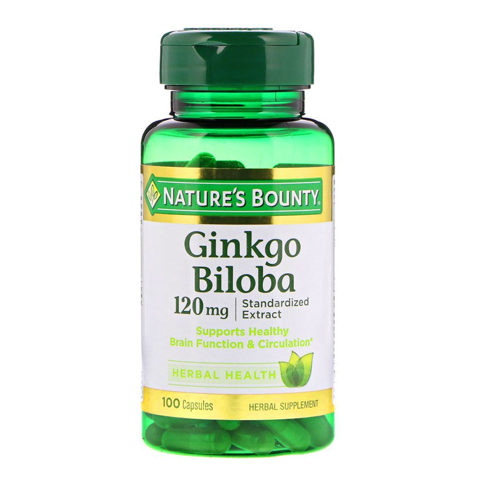 Nature's Bounty Ginkgo Biloba, 120mg, 100 Capsules, Herbal Supplement