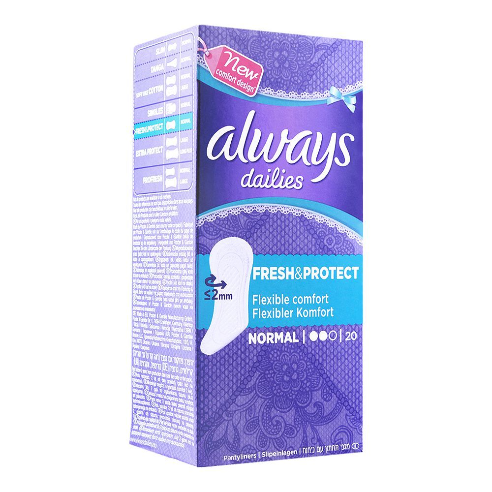 Always Dailies Fresh & Protect Pantyliners, Normal, 20-Pack