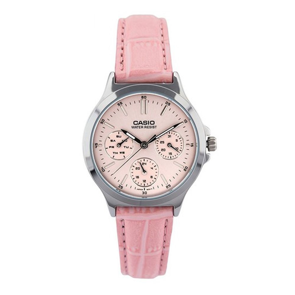 Casio Enticer Women's Multi-Function Analog Watch, Pink Imitation Leather Band, LTP-V300L-4AUDF
