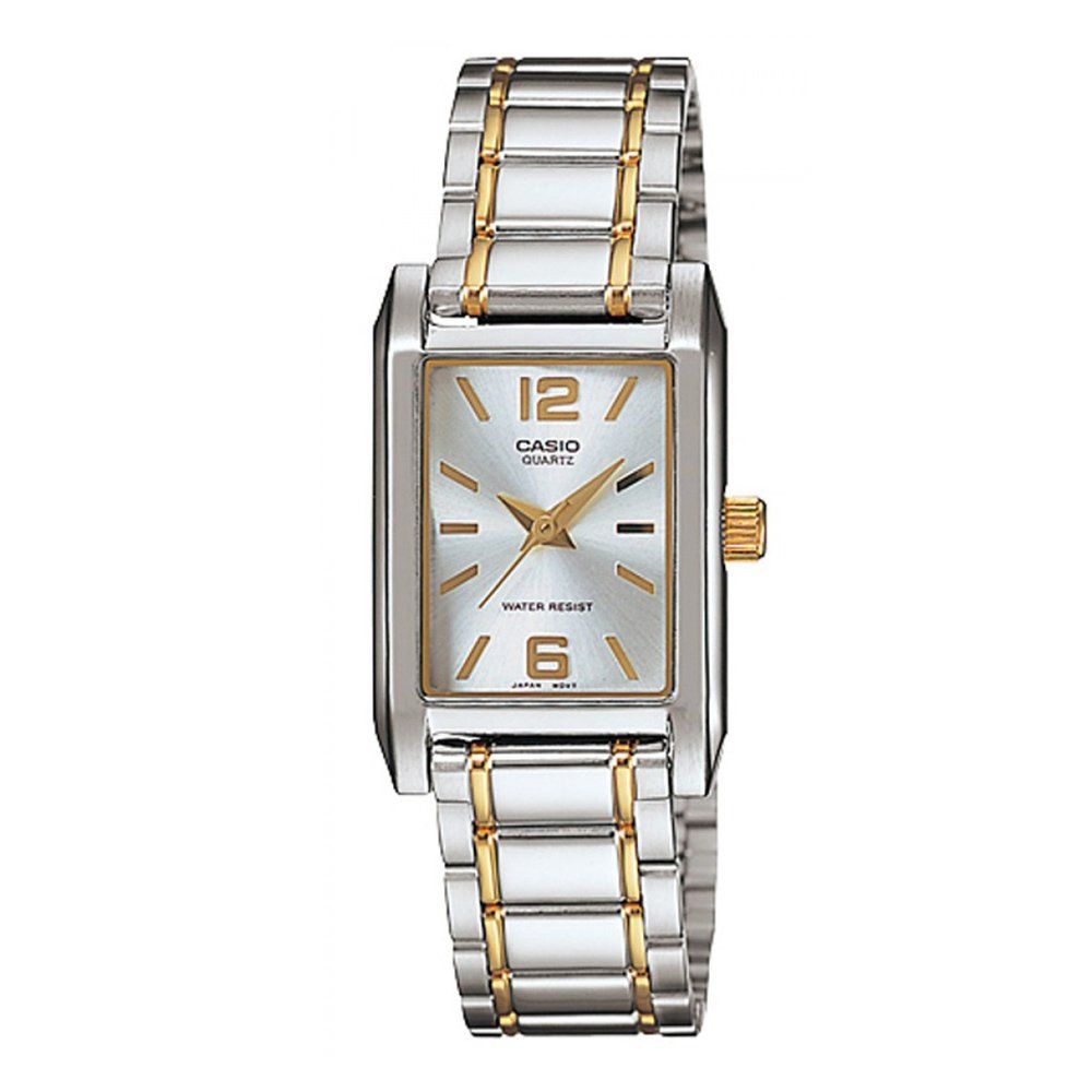 Casio Enticer Women's Silver Rectangle Dial Stainless Steel Watch, LTP-1235SG-7ADF
