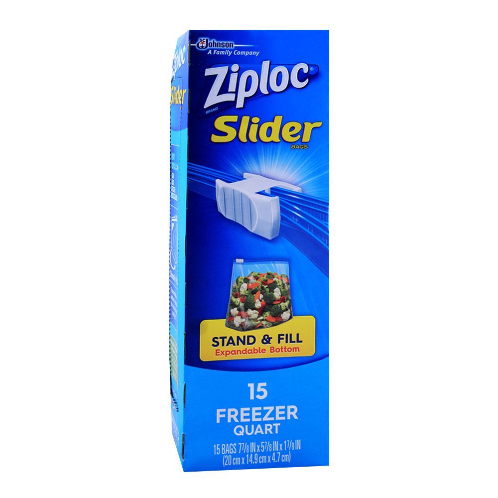 Ziploc Slider Zipper Freezer Bags, Quart, 15-Pack