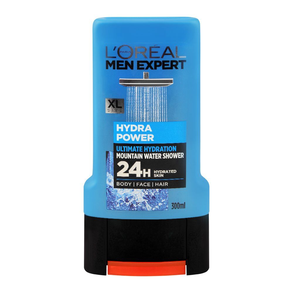 L'Oreal Paris Men Expert Hydra Power Body + Face + Hair Shower Gel, Ultimate Hydration Mountain Water, 300ml