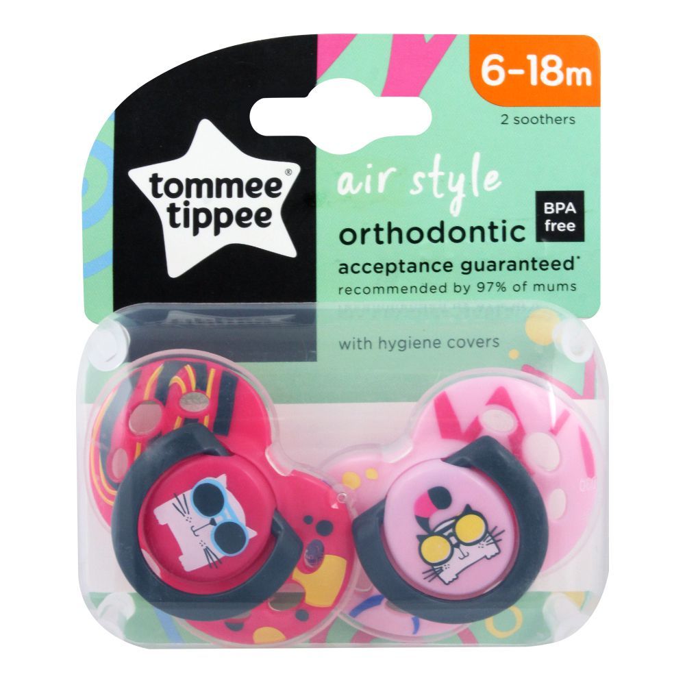 Tommee Tippee Air Style Orthodontic 2-Pack Soother 6-18m (Pink) - 433378