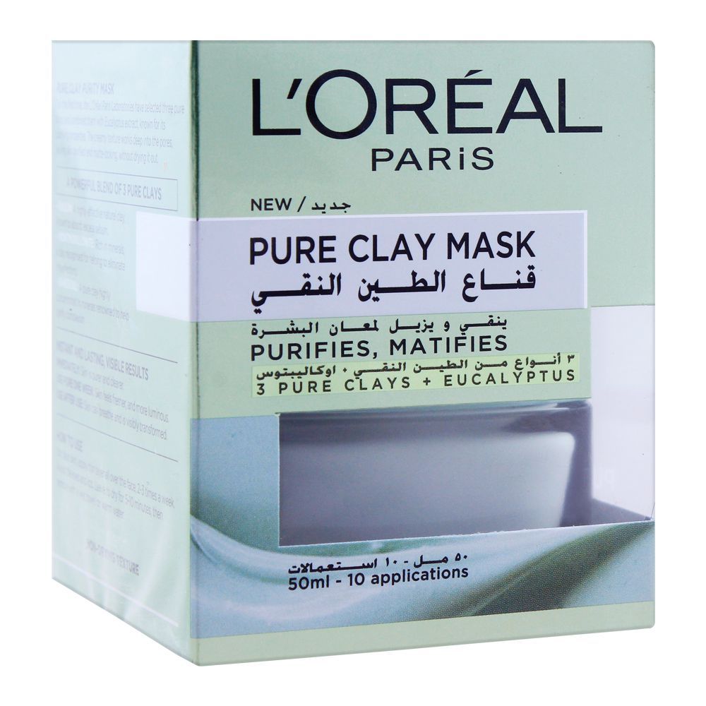 L'Oreal Paris Pure Clay Mask, Purifies & Mattifies, 50ml