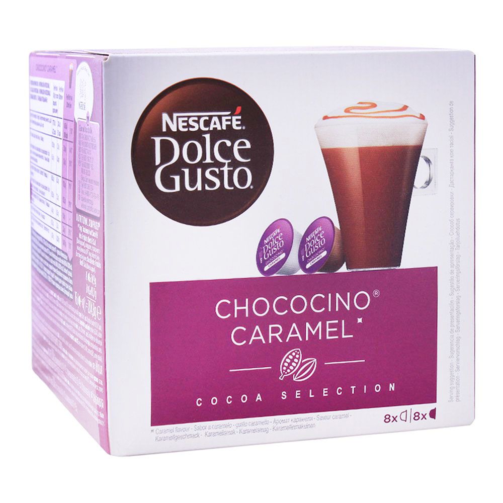 Nescafe Dolce Gusto Chococino Caramel Capsules, 8+8 Single Serve Pods