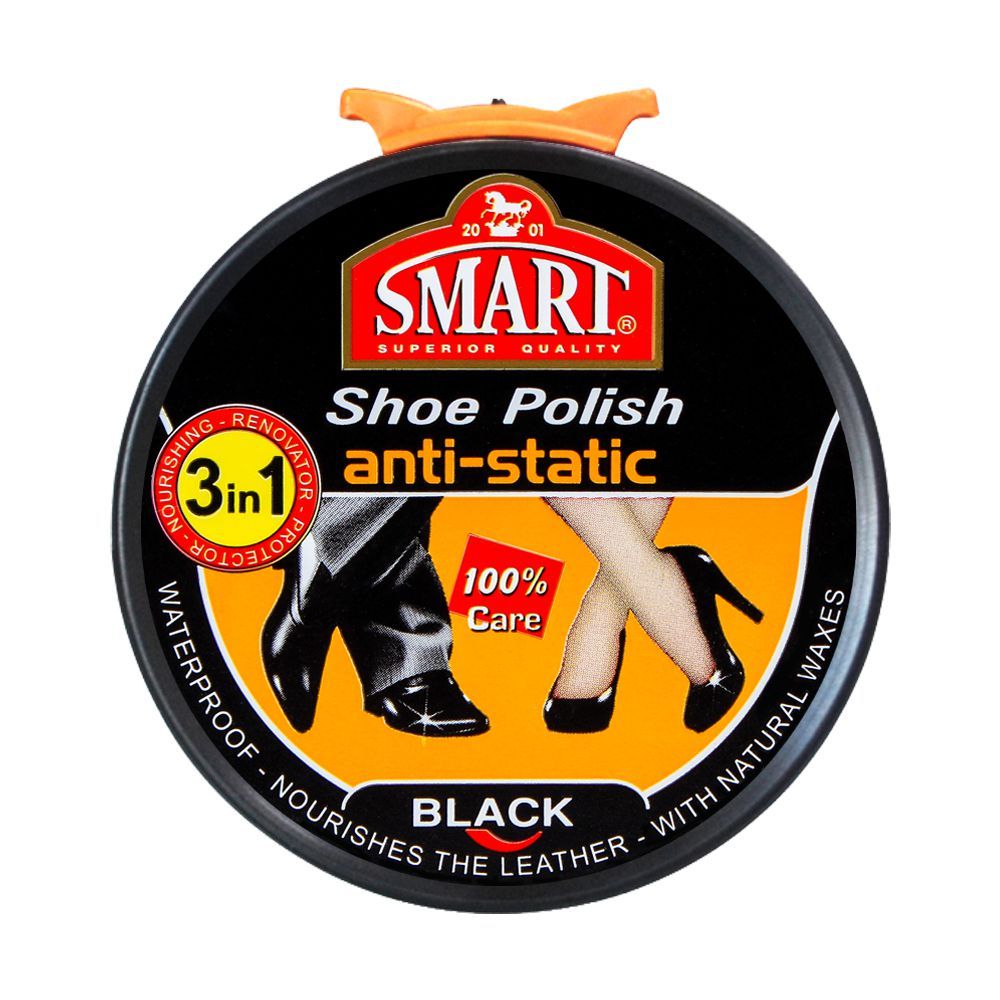 Smart 3-In-1 Shoe Polish Anti-Static, Black, 50ml
