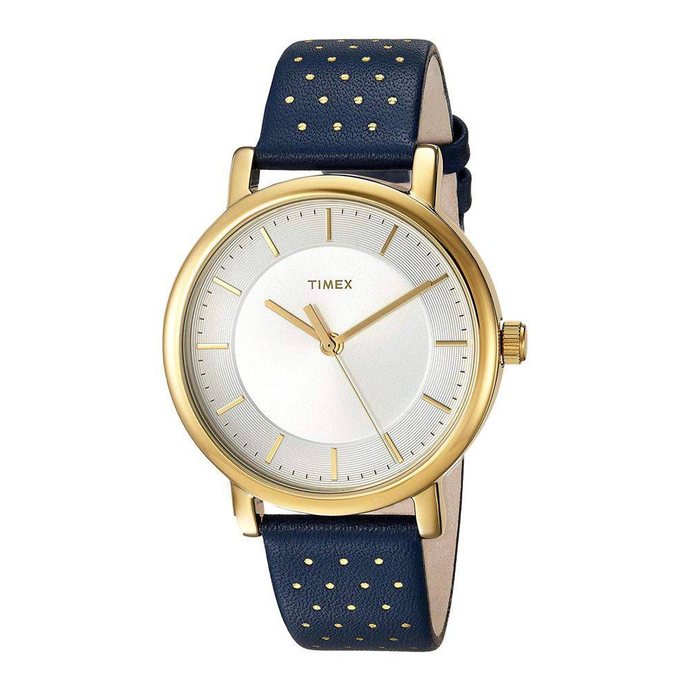 Timex Women's Originals Blue/Gold Leather Strap Watch - TW2R27600