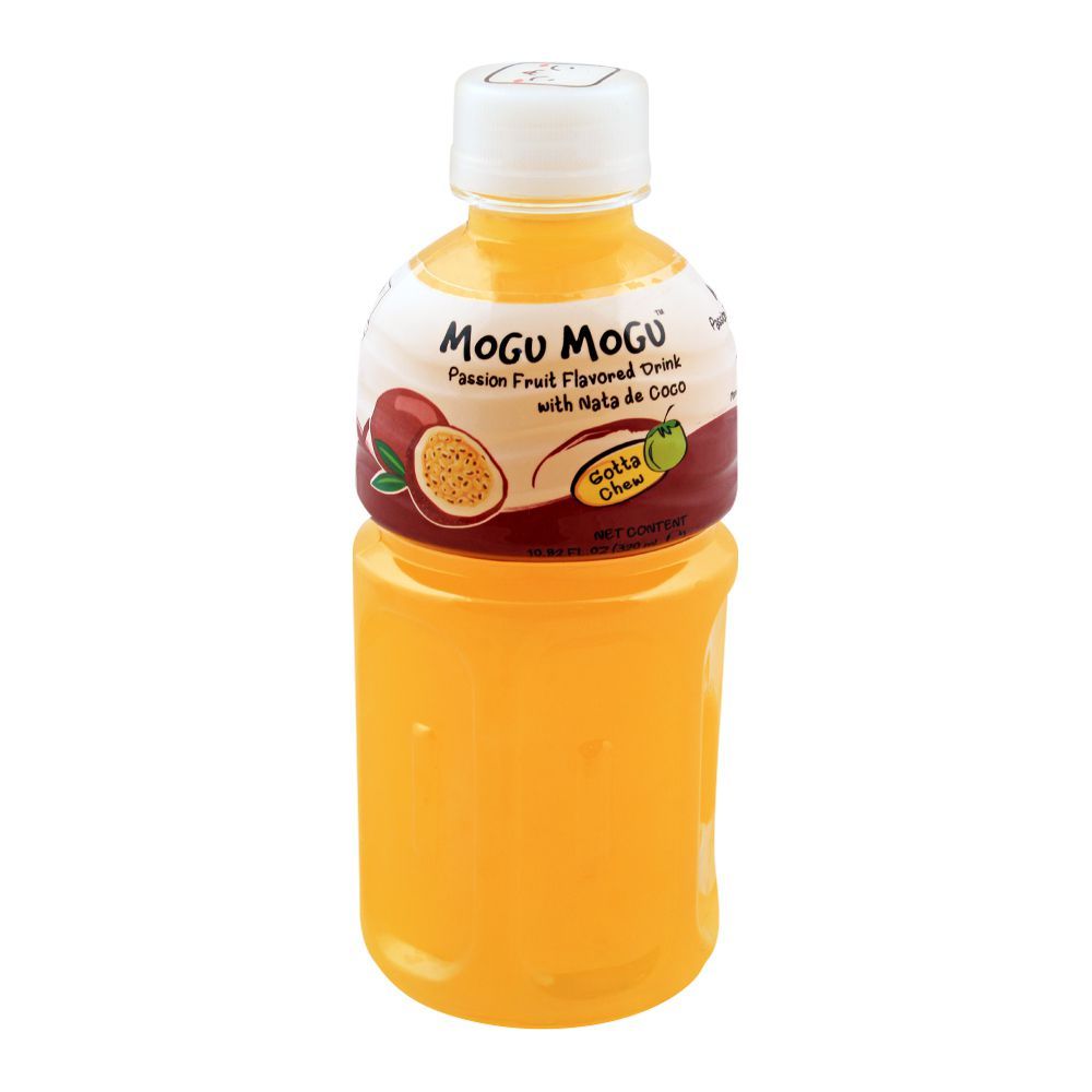 Mogu Mogu Passion Fruit Flavored Drink, With Nata De Coco, 320ml