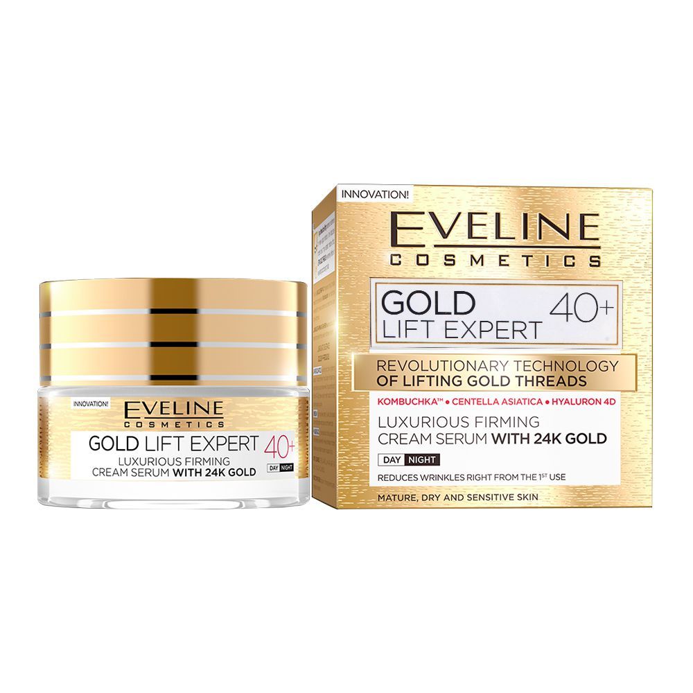 Eveline Gold Lift Expert 40+ Day And Night Firming Cream Serum, With 24K Gold, Mature, Dry & Sensitive Skin, 50ml