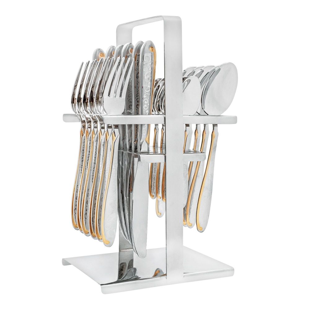 Elegant Exclusive Laser Stainless Steel Cutlery Set, 24 Pieces, DD0007G