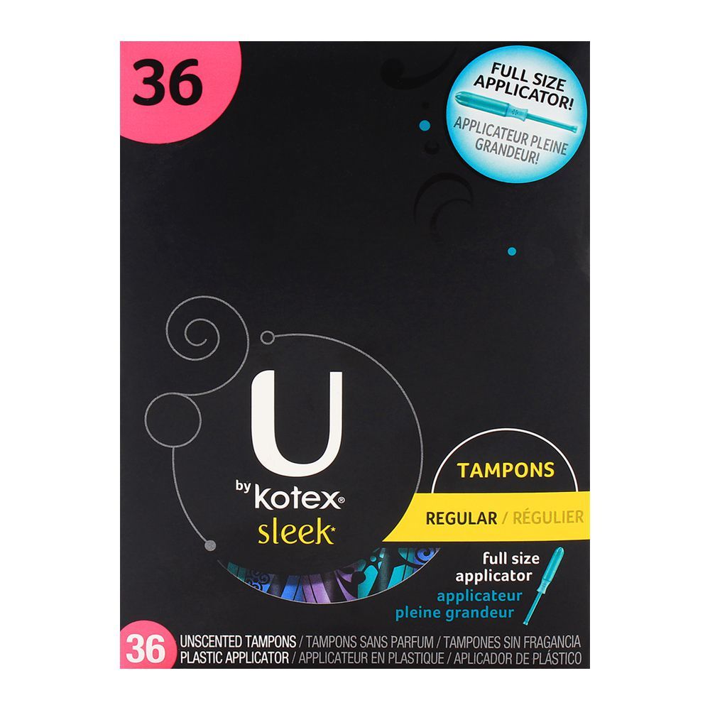 U By Kotex Sleek Regular Unscented Tampons 36-Pack