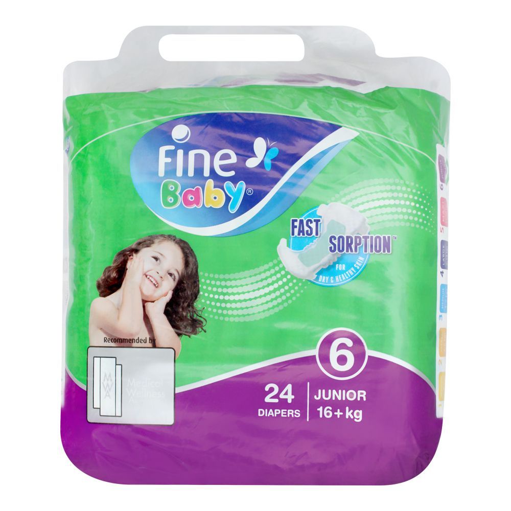 Fine Baby Diapers, No. 6, Junior 16+ KG, 24-Pack