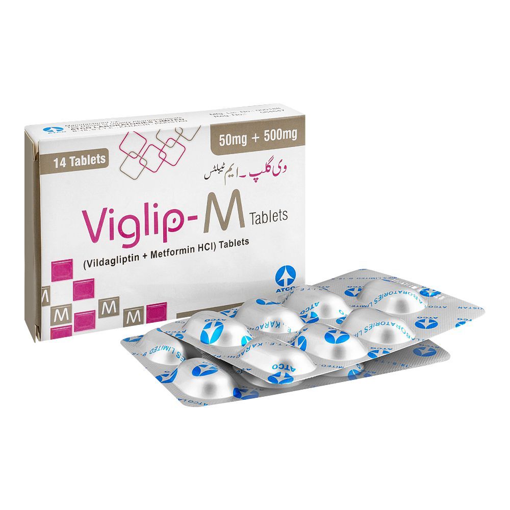 ATCO Laboratories Viglip-M Tablet, 50mg/500mg, 14-Pack