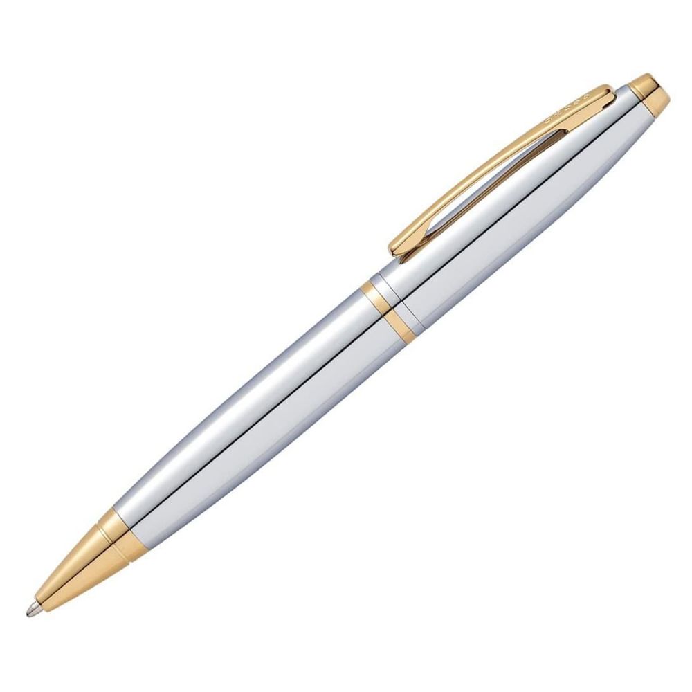 Cross Calais Medalist Chrome and Gold Ballpoint Pen, With Black Medium Tip, AT0112-15