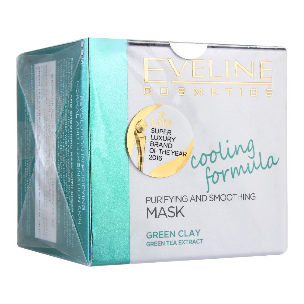 Eveline Facemed Purifying & Smoothing Green Clay Mask, Cooling Formula, 50ml