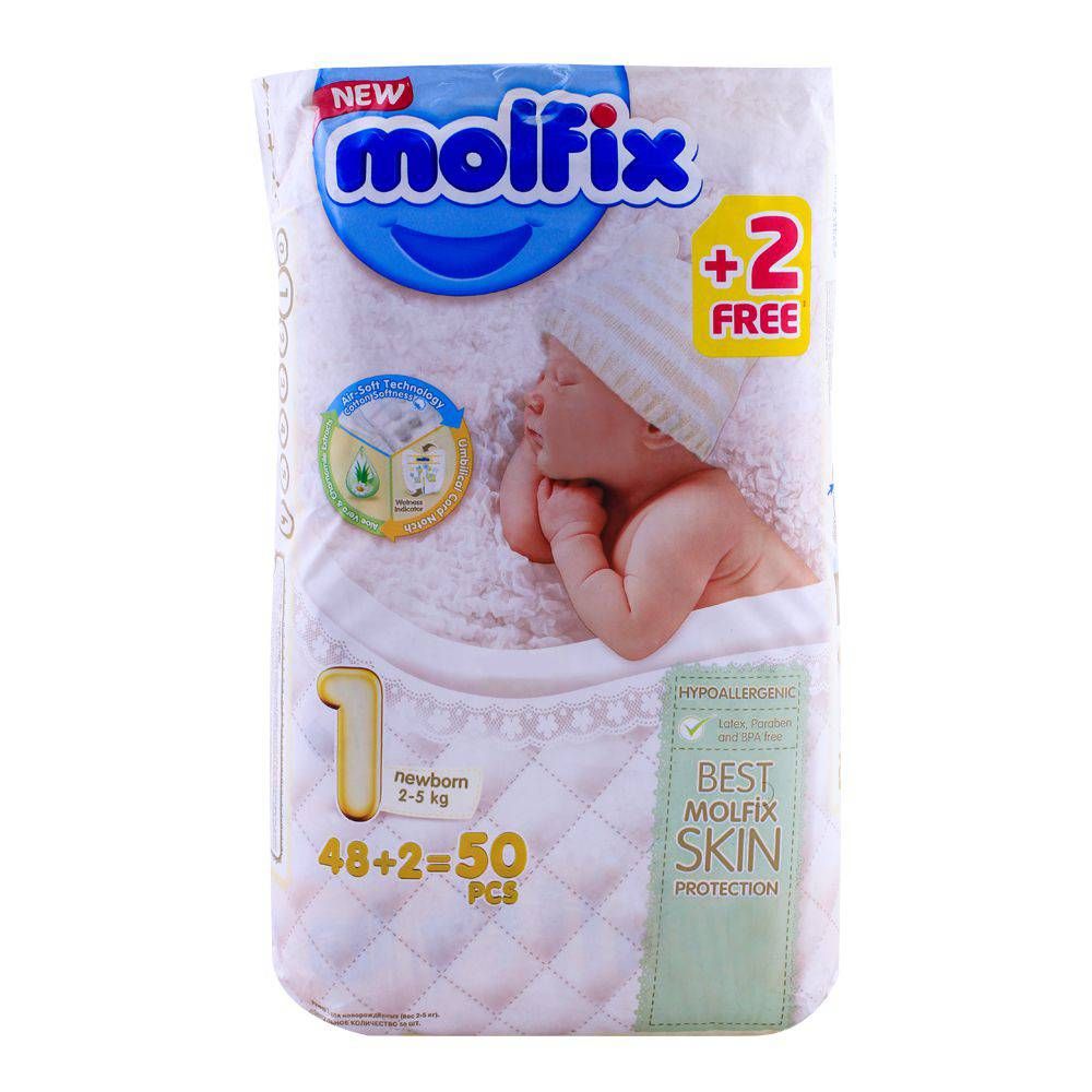 Molfix 1 Newborn 2-5 KG, 48+2 Pack